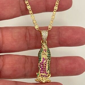 18k Gold Filled CZ. Guadalupe Necklace Cadena De La Virgencita De Guadalupe